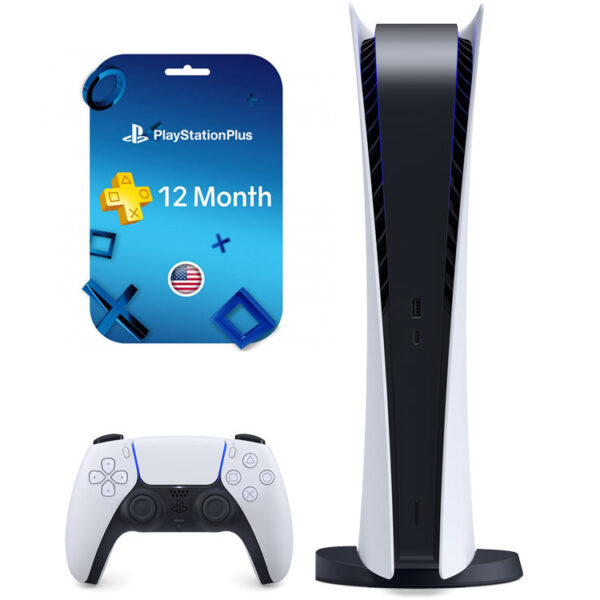 پلی استیشن 5 دیجیتال + اشتراک 12 ماهه پلاس Essential - ریجن آمریکا