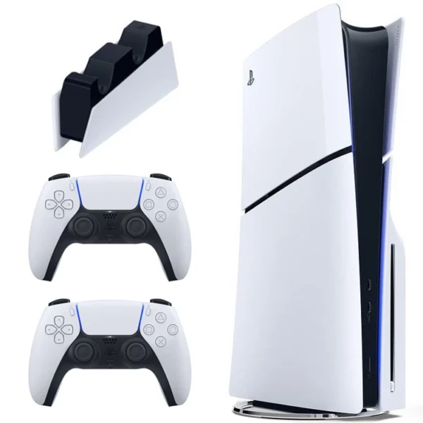 کنسول بازی سونی مدل دیسک خور PlayStation 5 Slim ظرفیت یک ترابایت ریجن 2016A اروپا به همراه دسته اضافی و پایه شارژر