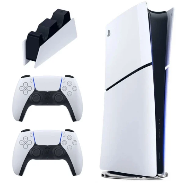 کنسول بازی سونی مدل دیجیتال PlayStation 5 Slim ظرفیت 1 ترابایت ریجن 2016B اروپا به همراه دسته اضافی و پایه شارژر