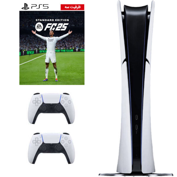 کنسول بازی سونی مدل دیجیتال PlayStation 5 Slim ظرفیت یک ترابایت ریجن اروپا 2016A به همراه دسته اضافی و اکانت ظرفیت سوم بازی FC 25