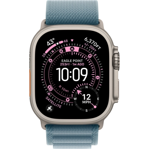 اپل واچ اولترا نسل 3 تیتانیومی نچرال با بند آبی روشن آلپاین